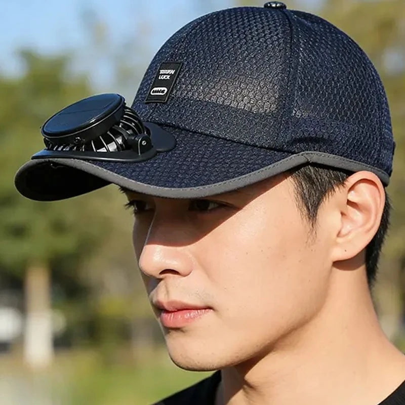 Summer Breathable Mesh Cap Solar Fan Cap Baseball Cap