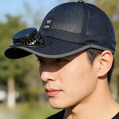 Summer Breathable Mesh Cap Solar Fan Cap Baseball Cap