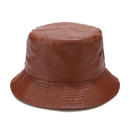 Fashion Bucket Hat PU Leather Fishing Cap Hiking Hat Hip-Hop Hat For Women and Men