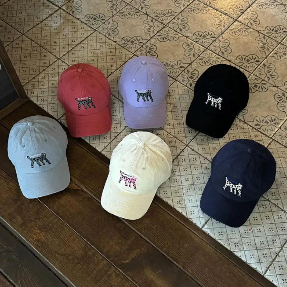 Cat Embroidered Cotton Mesh Baseball Cap