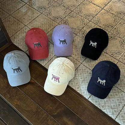 Cat Embroidered Cotton Mesh Baseball Cap