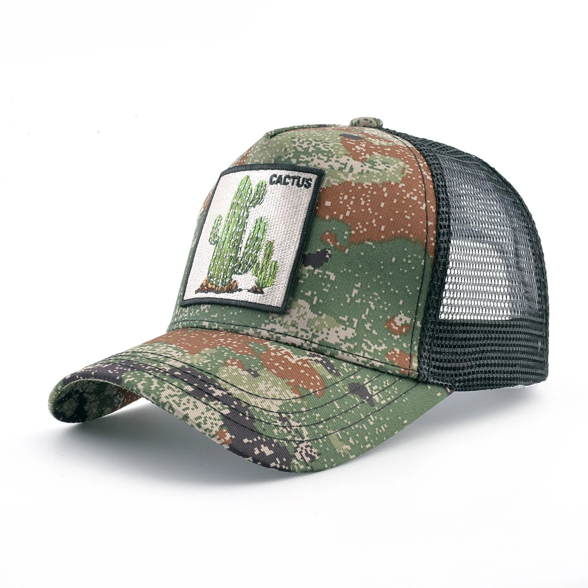 Camouflage With Embroidery Lion Patch Snapback Baseball Cap