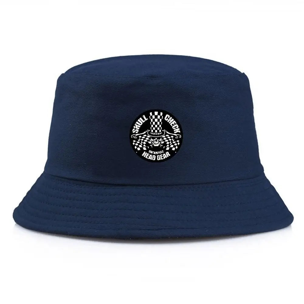 SPULL CHECKY Printed Black Bucket Hat Wide Brim Summer