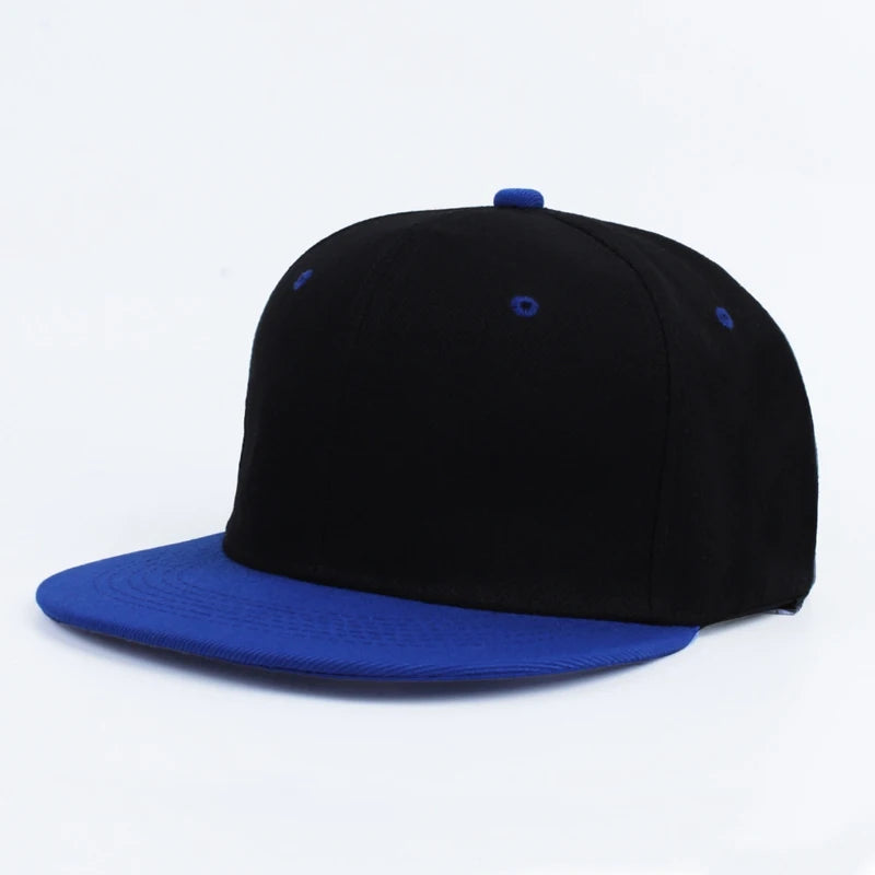 Solid Color Flat Brim Adjustable Hip Hop Men Snapback Cap