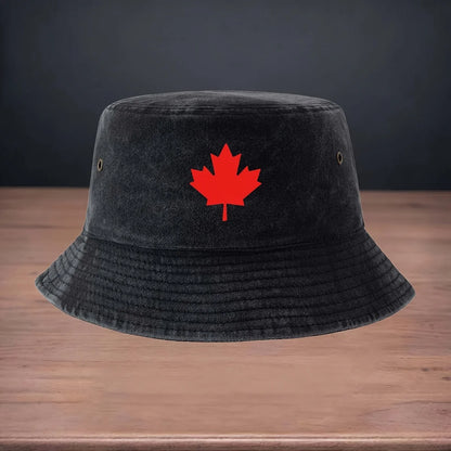 High-quality Printed Red Maple Leaf Pattern Bucket Hat