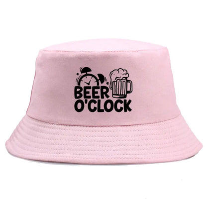 Beer O’Clock Print Bob Double-Sided Bucket Hat Casual Fashion Fisherman Cap