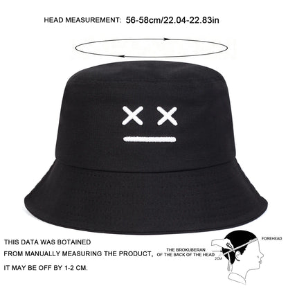 Unisex XX Smiling Face Embroidery Personality Bucket Hats