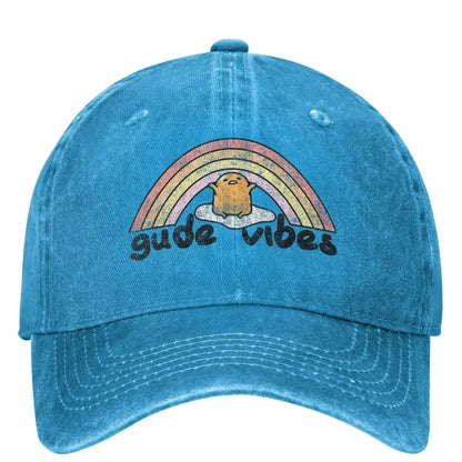 Gude Vibes Good Vibes Rainbow Washed Baseball Cap