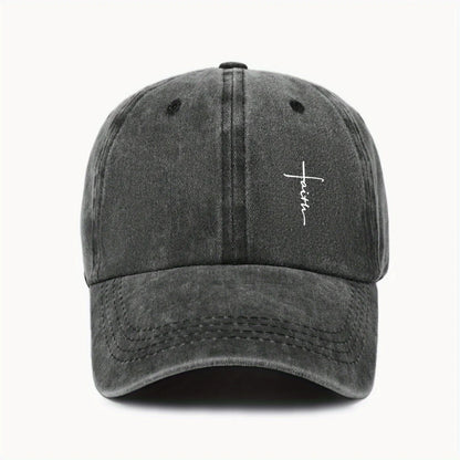 Baseball Cap With Cross Printting Adjustable Outdoor Dad Hat