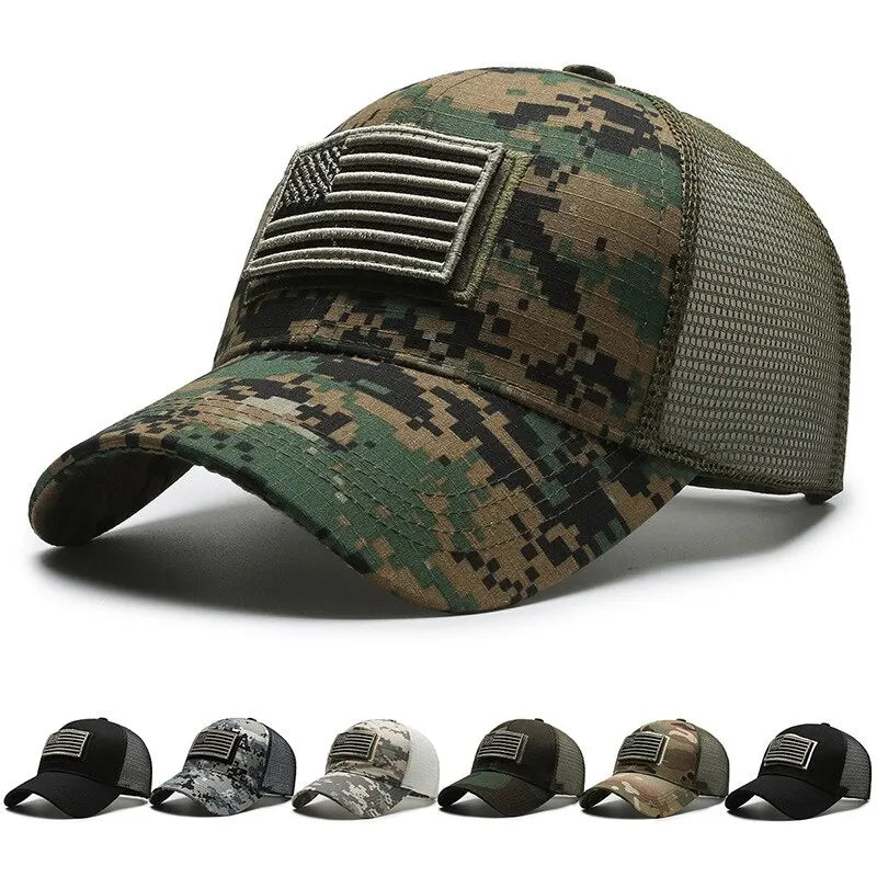 American Flag Camouflage Sticker Embroidered Baseball Cap Net Hat