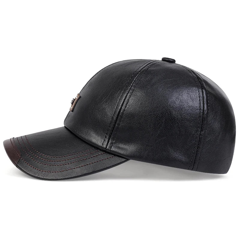 Pu Leather Letter Label Baseball Caps