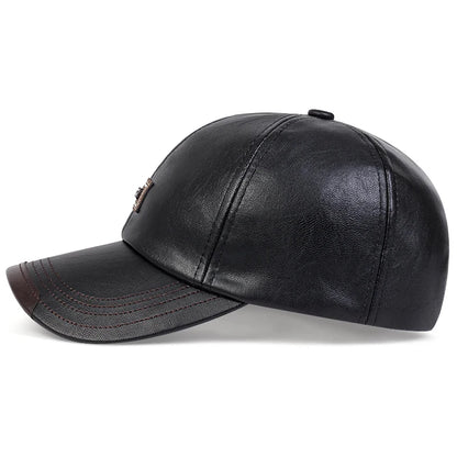 Pu Leather Letter Label Baseball Caps