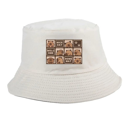 Summer Spring Ladies Cotton Korean Casual  Sunprotection Capybara Bucket Hat