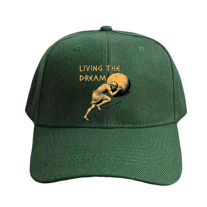 Living The Dream Sisyphus Greek Mythology Meme Baseball Cap Woman Man Adult Summer Adjustable with Curved Brim duckbill cap