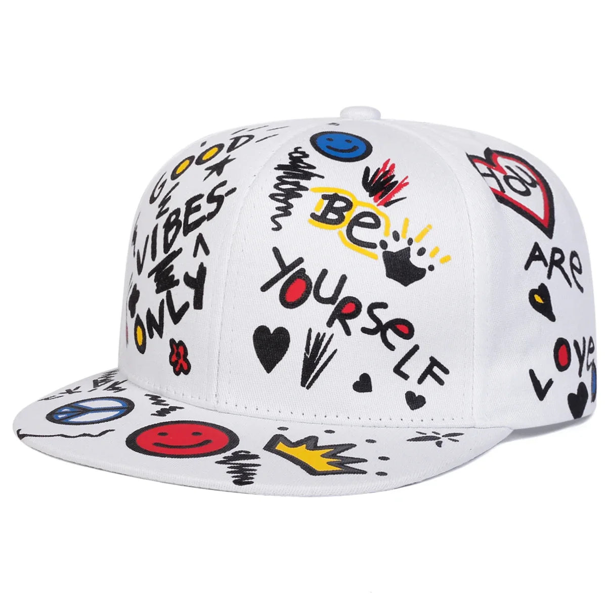 Unisex Smiling Graffiti Print Hip-hop Hats Spring Autumn Outdoor Snapback Caps