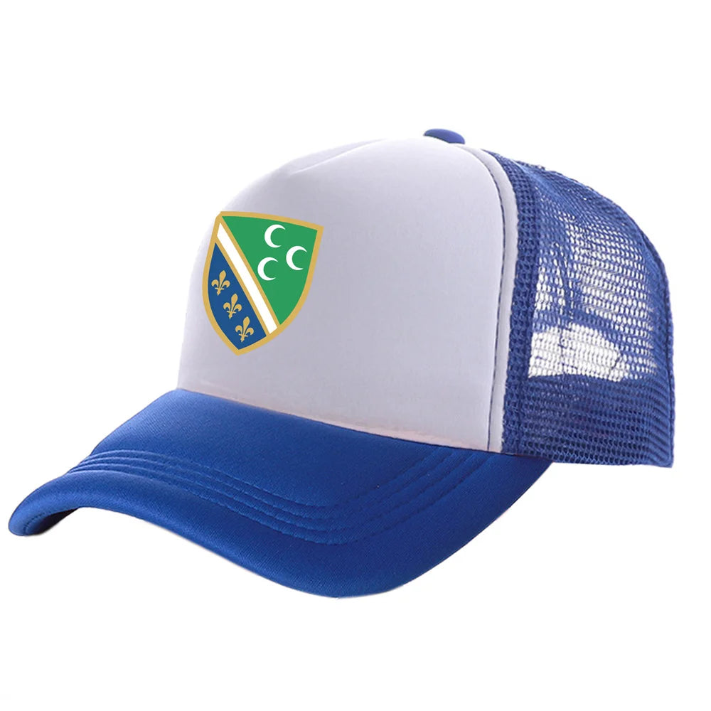 Bosniak National Flag in Sandzak Men Cool Bosnia Baseball Caps