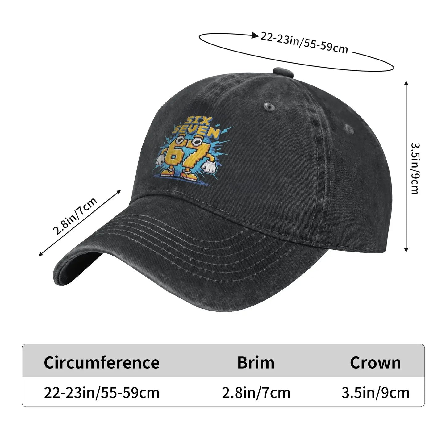 67 Meme Brainrot Six Seven Kids Gaming Gen Alpha Sun Baseball Cap