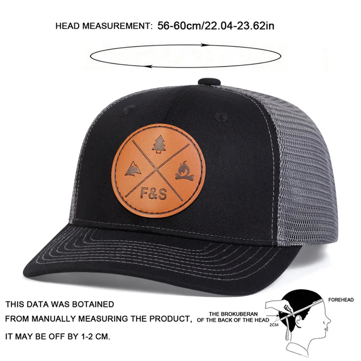 Unisex F&S Round Leather Label Baseball Net Caps Spring and Summer Outdoor