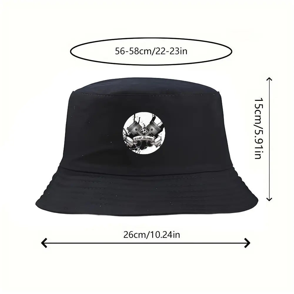 Black Bucket Hat with Cool Print, Summer Fisherman Fishing Hat