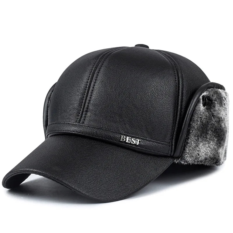 Winter New Men's Hat Imitation Leather Baseball Cap