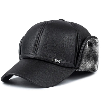 Winter New Men's Hat Imitation Leather Baseball Cap