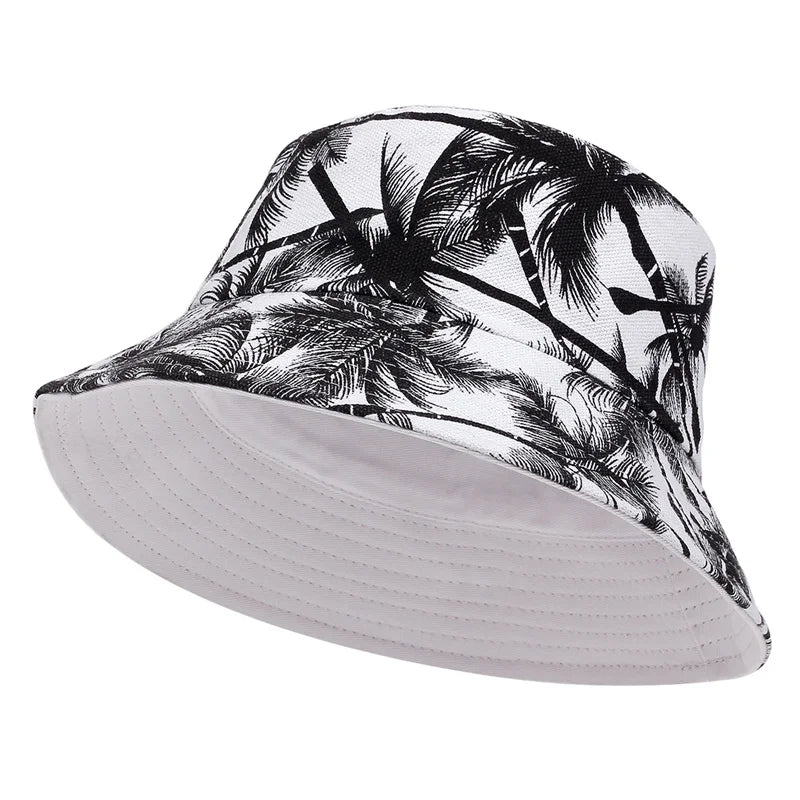 Unisex Tropical Coconut Tree Print Personality Bucket Hats
