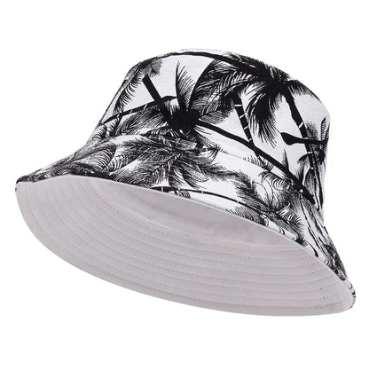 Unisex Tropical Coconut Tree Print Personality Bucket Hats