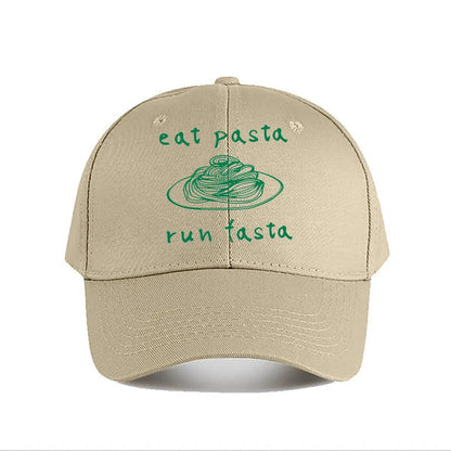 Pink Baseball Cap Eat Pasta Run Fasta Baseball Cap