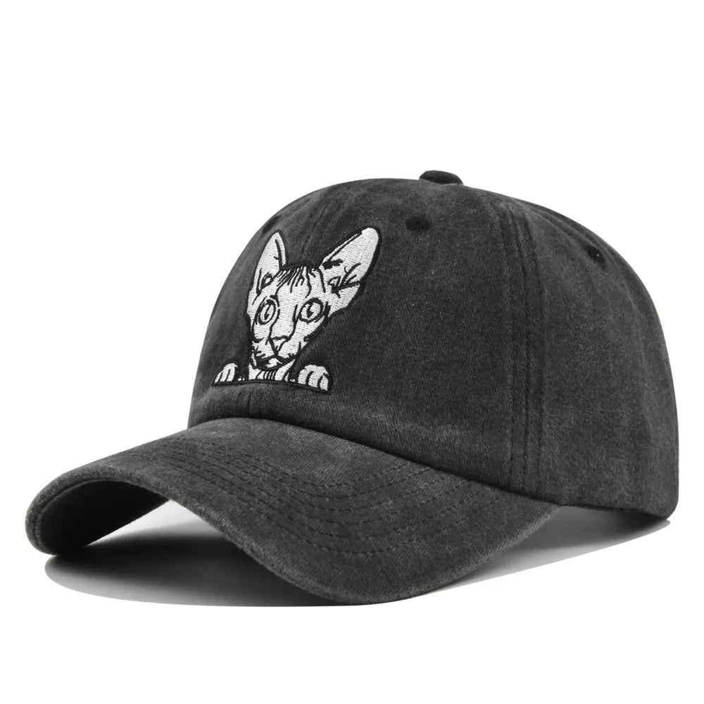 Vintage Cat Embroidery Baseball Cap