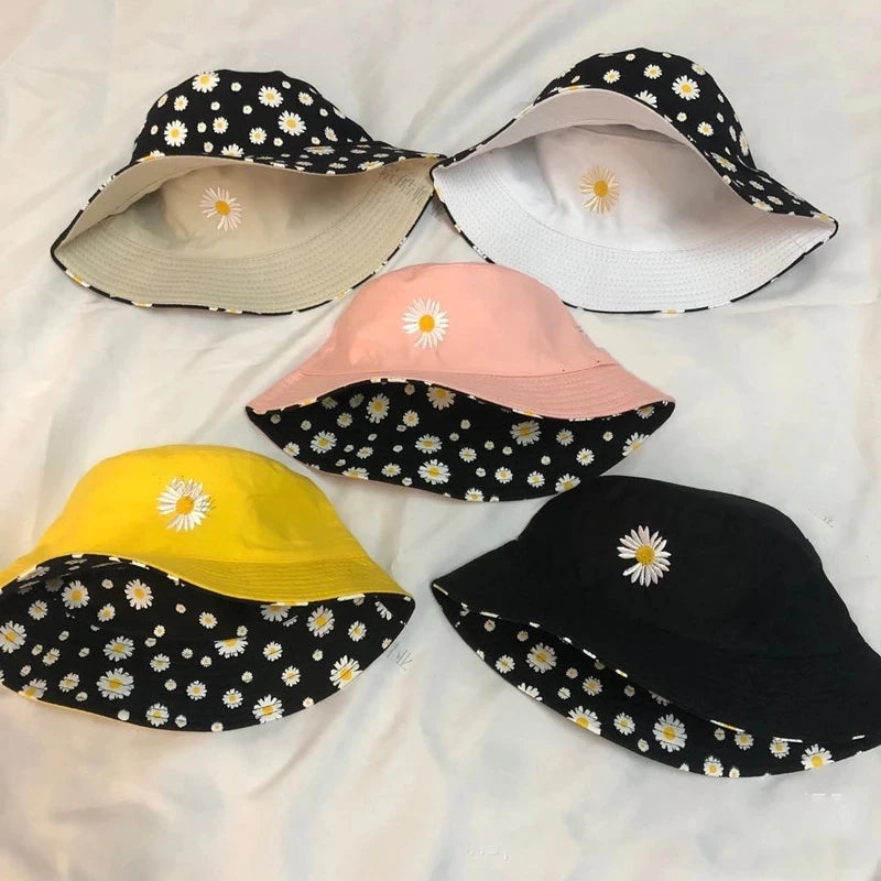 Summer Daisy Double-Sided Bucket Hats