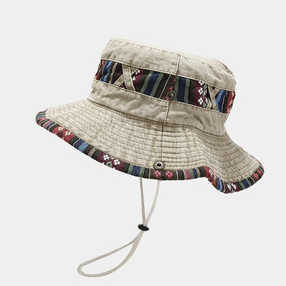 Cotton National Wind Solid Color Bucket Hat For Men And Women