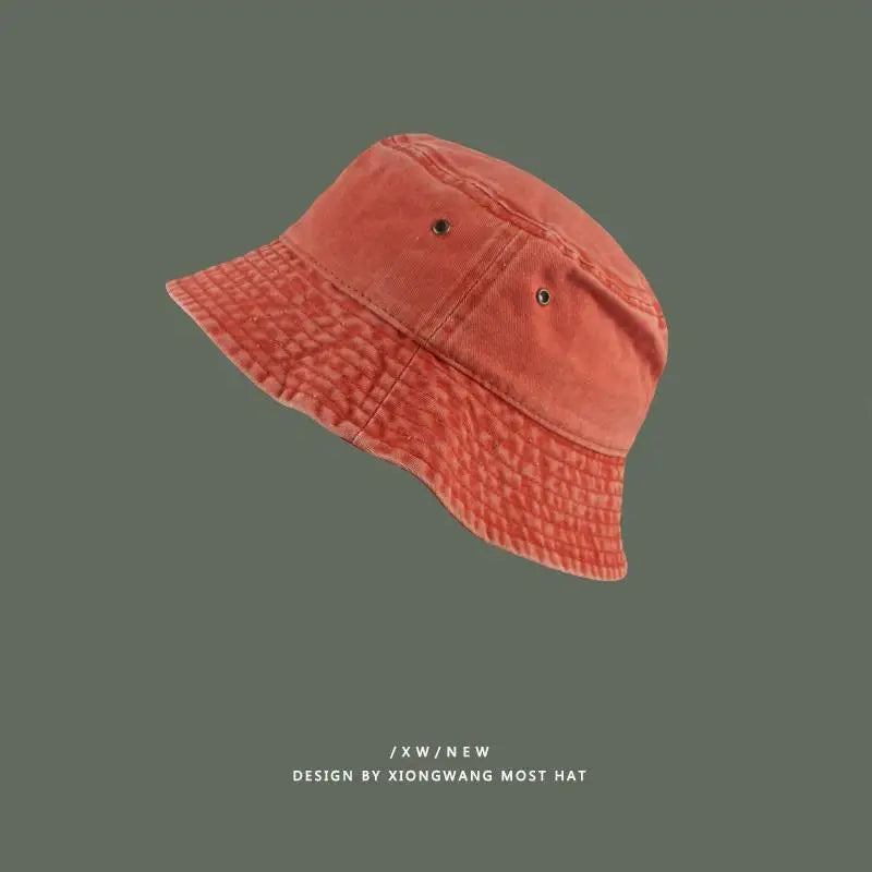 Fashion Women Men Washed Denim Solid Vintage Bucket Hats For Men Women