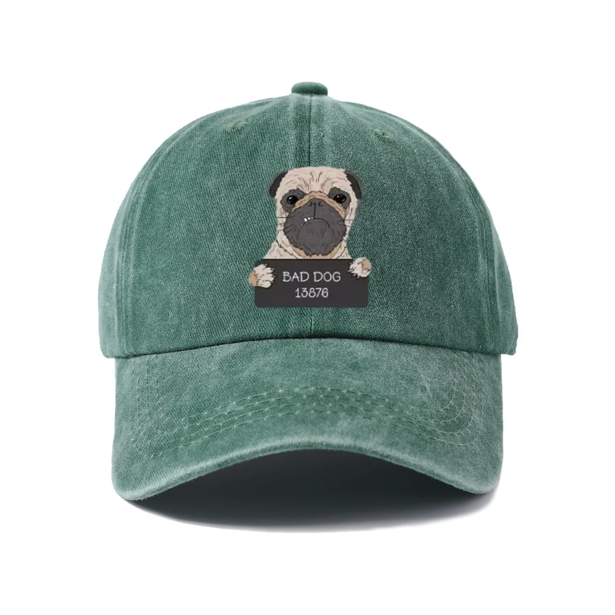 Bad Dog Pug Portrait Graphic Baseball Cap
