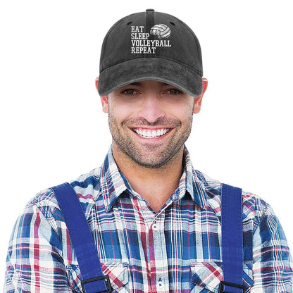 EAT SLEEP VOLLEYBALL REPEAT Washed Baseball Cap