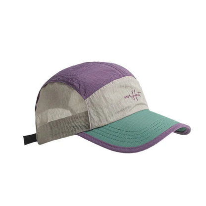 Fashion Plaid Thin Sun Cap Quick-drying Letter Embroidery Sports Running Cap Baseball Cap