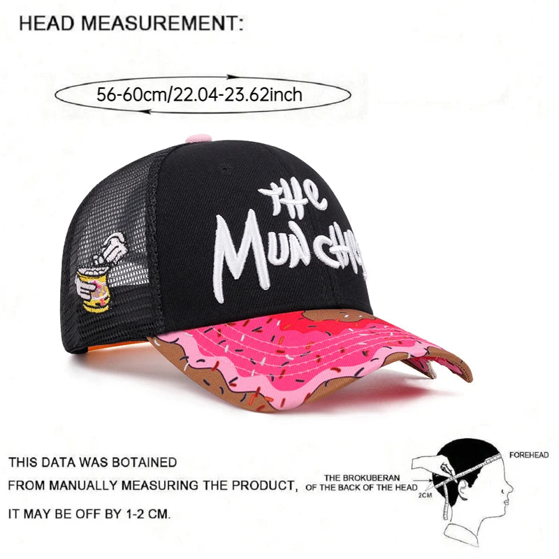 THE Donut Embroidered Breathable Cotton Mesh Hat Baseball Hat