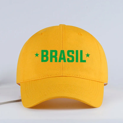 Brazil Fans “BRASIL” Printed Soft-Peak Baseball Cap