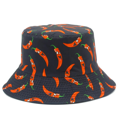 Unisex Chili Pepper Print Reversible Bucket Hat