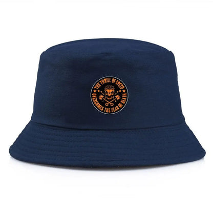 Black Summer Bucket Hat With Skull Print Fishing Cap For Men Women