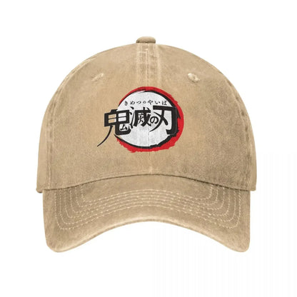 Demon Slayer Anime Baseball Caps Fashion Distressed Washed Cap Men Women