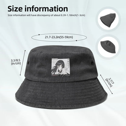 Spring Picnic Headwear Hinata Hyuga Naruto Washed Denim Bucket Hat