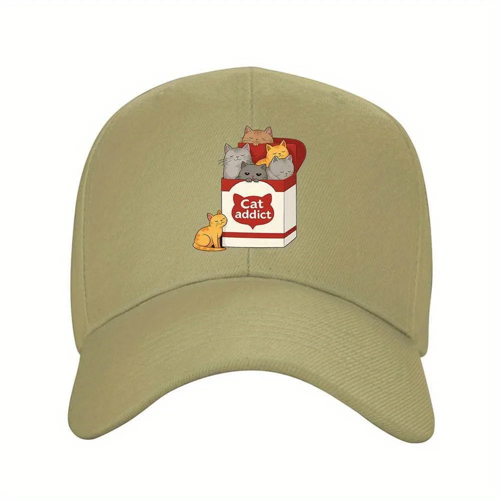 Cat Addict Box Graphic Baseball Cap