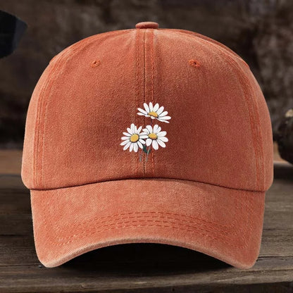 Three Daisy Print Baseball Caps