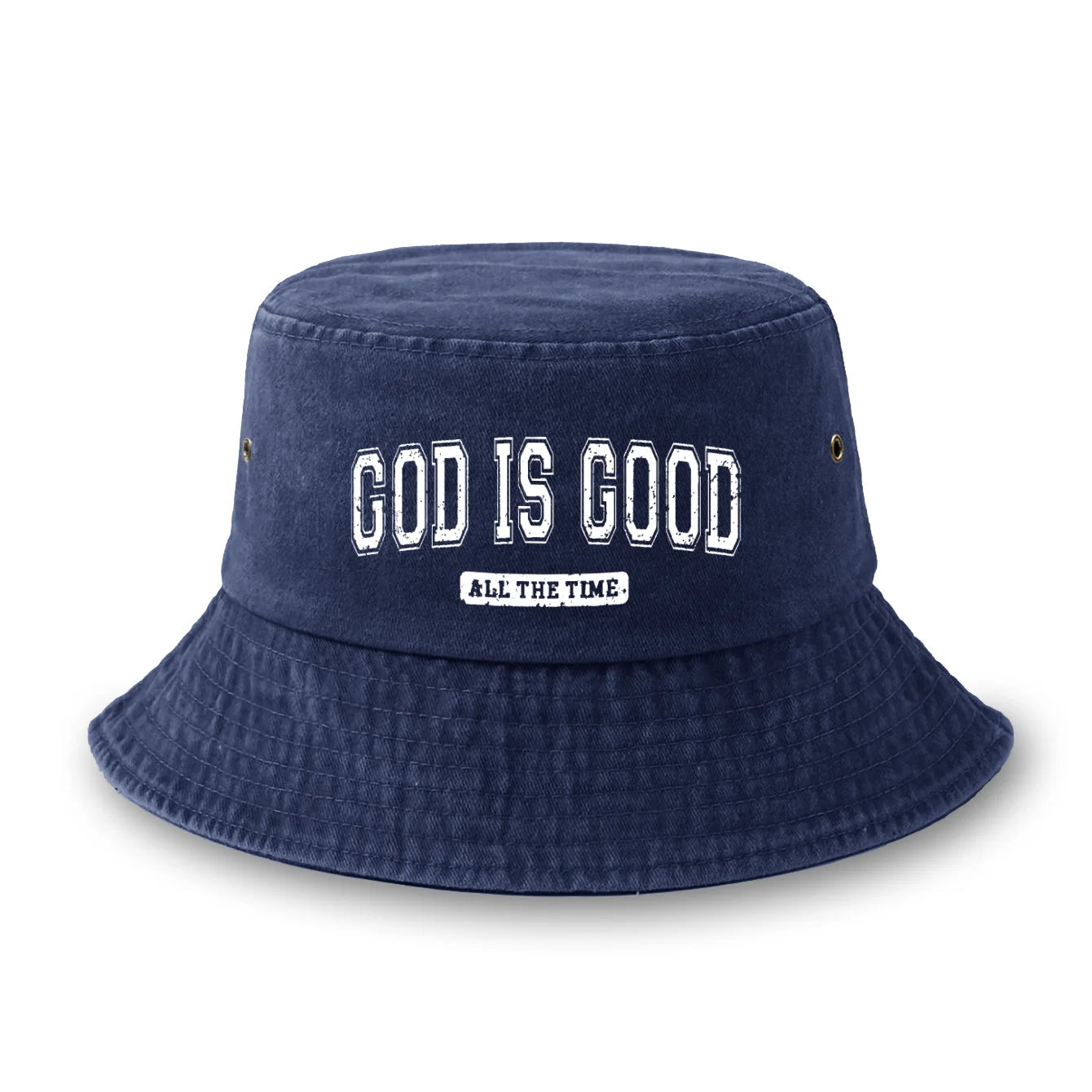 Reversible God Is Good Printed Washed Fisherman Hat Bucket Hat