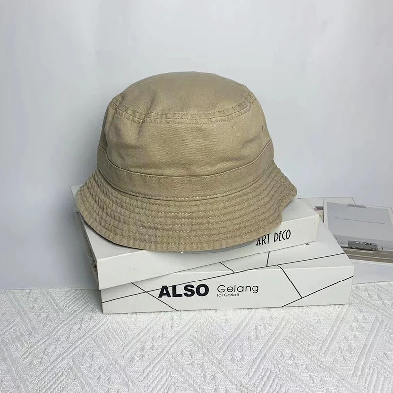 Japanese Style Cotton Simple Bucket Hat For Men Women