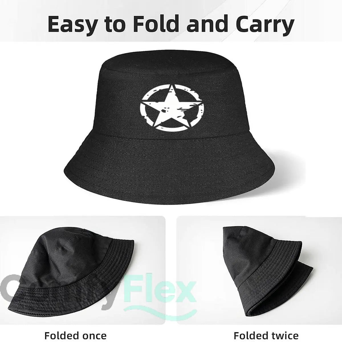 Distressed Star Vinyl Car Decal Fisherman Hat Bucket Hat