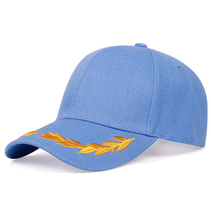 Unisex Wheat Ear Embroidery Baseball Caps Adjustable Casual Hats Spring Autumn