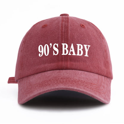 90'S BABY Print Washed Baseball Cap For Adults