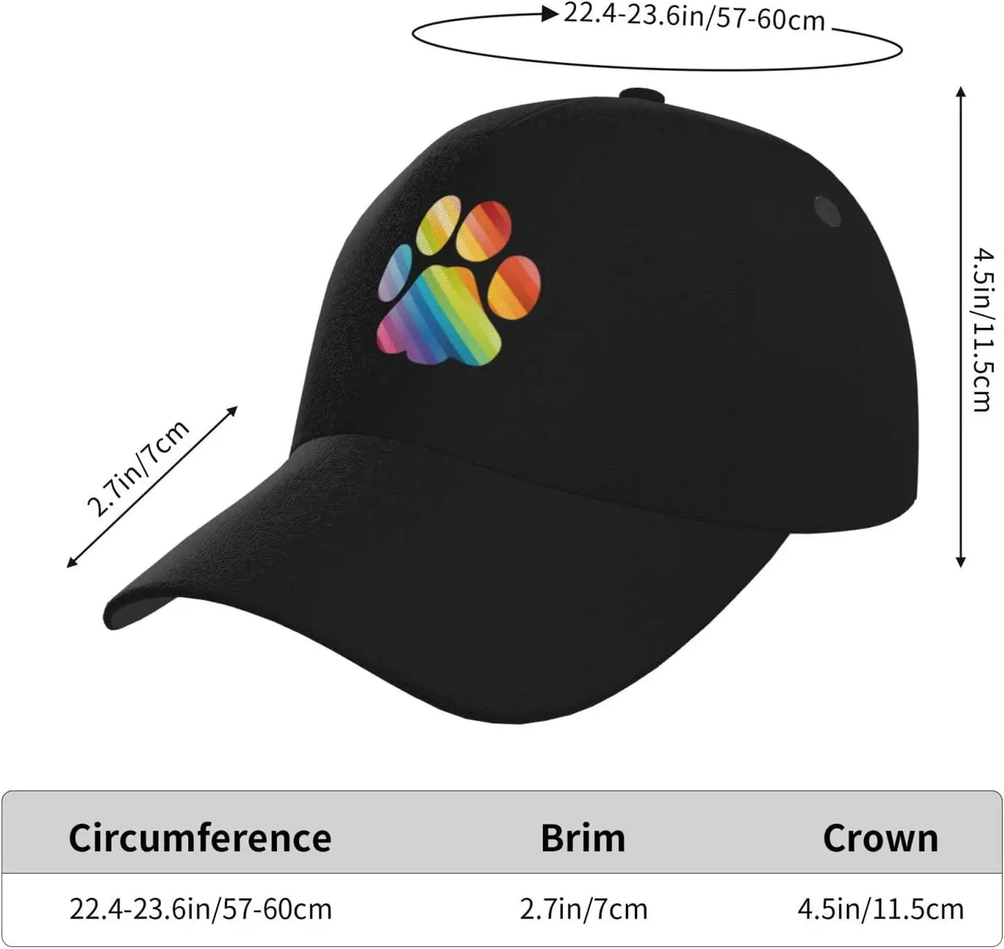 Gay Flag Bear Paw Baseball Cap Cotton Polo Hats Black
