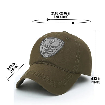 Fashion Classic Soft Top Embroidery Patch Washable Military Cadet Baseball Cap
